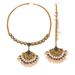 Indian bridal hair accessories four piece set pearl gemstone fan shaped necklace earrings evening bag clutch_ipsvogv.com