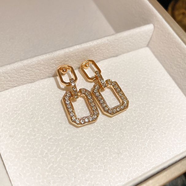 Sier Needle Studded Dia Square Geometric A Simple Elegant Spring Style. New With High-end And Versatile Earrings_ipsvogv.com