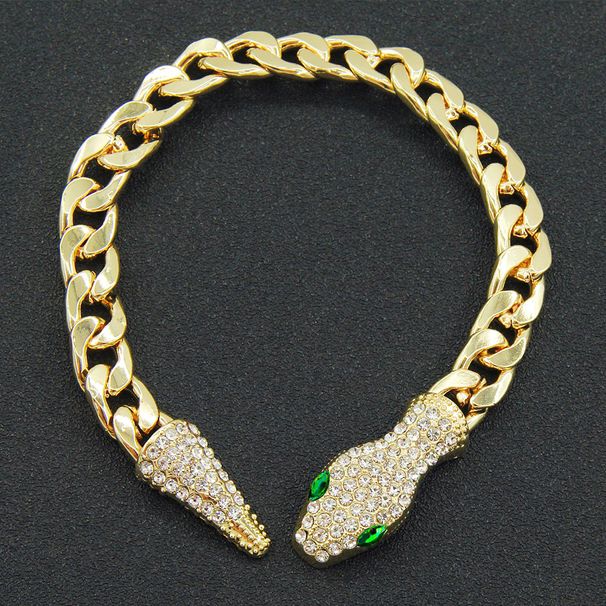 Cuban chain light luxury short full diamond snake head magnetic buckle necklace personality niche design clavicle chain for women_ipsvogv.com