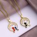 Original Design Pet Cat Pendant Necklace Fashion Personality Chain Couple's Best Friend Oil Dropping Zircon Jewelry_ipsvogv.com