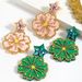 Flower earrings Personality trend five pointed star handmade rice bead earrings holiday style_ipsvogv.com