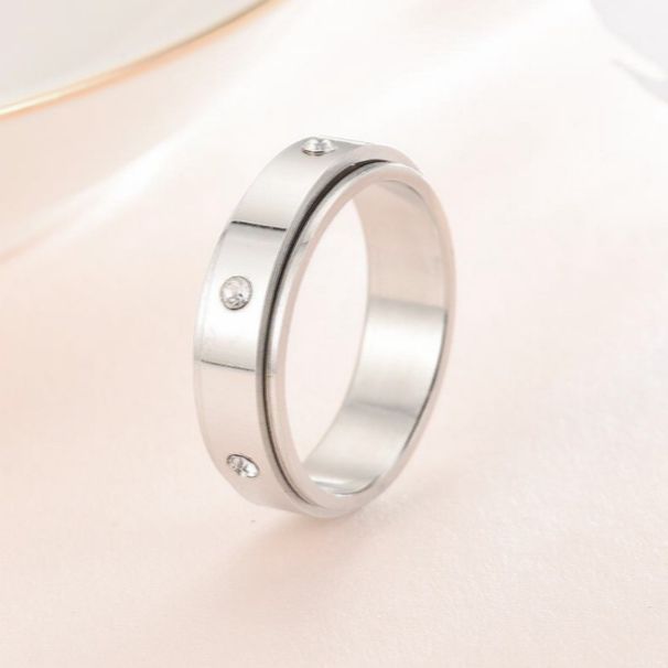 Women's Jewelry Plain Plate Diamond Couple Rings, Rotatable Rings, Couple Jewelry Pattern_ipsvogv.com