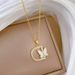 Butterfly 【 】 Shell D-Shaped Light Luxury Charm Gorgeous Full Diamond Necklace Women's Versatile Clavicle Chain Titanium 【 】_ipsvogv.com