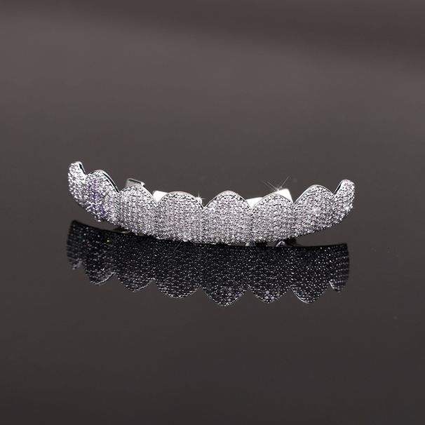 New Style One Row 8 Teeth Micro Inlaid Copper Zircon Hip Hop Exaggerated Braces_ipsvogv.com