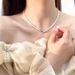 Zircon Bowknot Ribbon Pearl Necklace Exquisite Temperament Versatile Clavicle Chain Fashion High-end Sense Light Luxury_ipsvogv.com