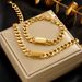 European and American all-match gold titanium steel hip-hop women's and men's thick necklace bracelet cold and simple high-end jewelry set_ipsvogv.com