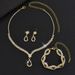 Gold Fashion OL Claw Chain Rhinestone Bridal Jewelry Full Diamond Tassel Necklace Earrings Bracelet Set_ipsvogv.com
