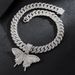 Hip hop necklace street rap butterfly pendant Cuban necklace personality trend couple necklace_ipsvogv.com