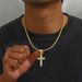 Hip hop cross niche design for men's with versatile inlaid pendants, Cuban chains, minimalist necklaces_ipsvogv.com