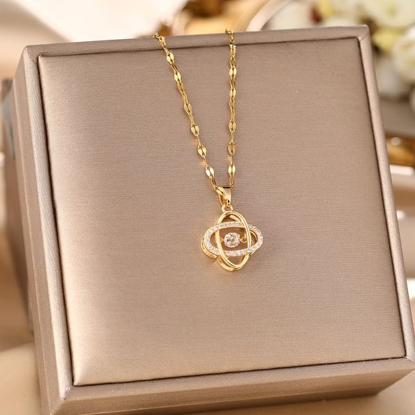 Korean Version Titanium Steel Necklace, Women's Agile Clover Pendant, Simple Collarbone Chain, Birthday Gift For_ipsvogv.com