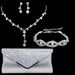 Fashion classic flower V neck rhinestone necklace earrings bracelet female evening bag versatile bridal set_ipsvogv.com