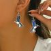 Minimalist geometric style women's drip oil with personalized flowers and pearl inlay, niche design earrings, high-end_ipsvogv.com