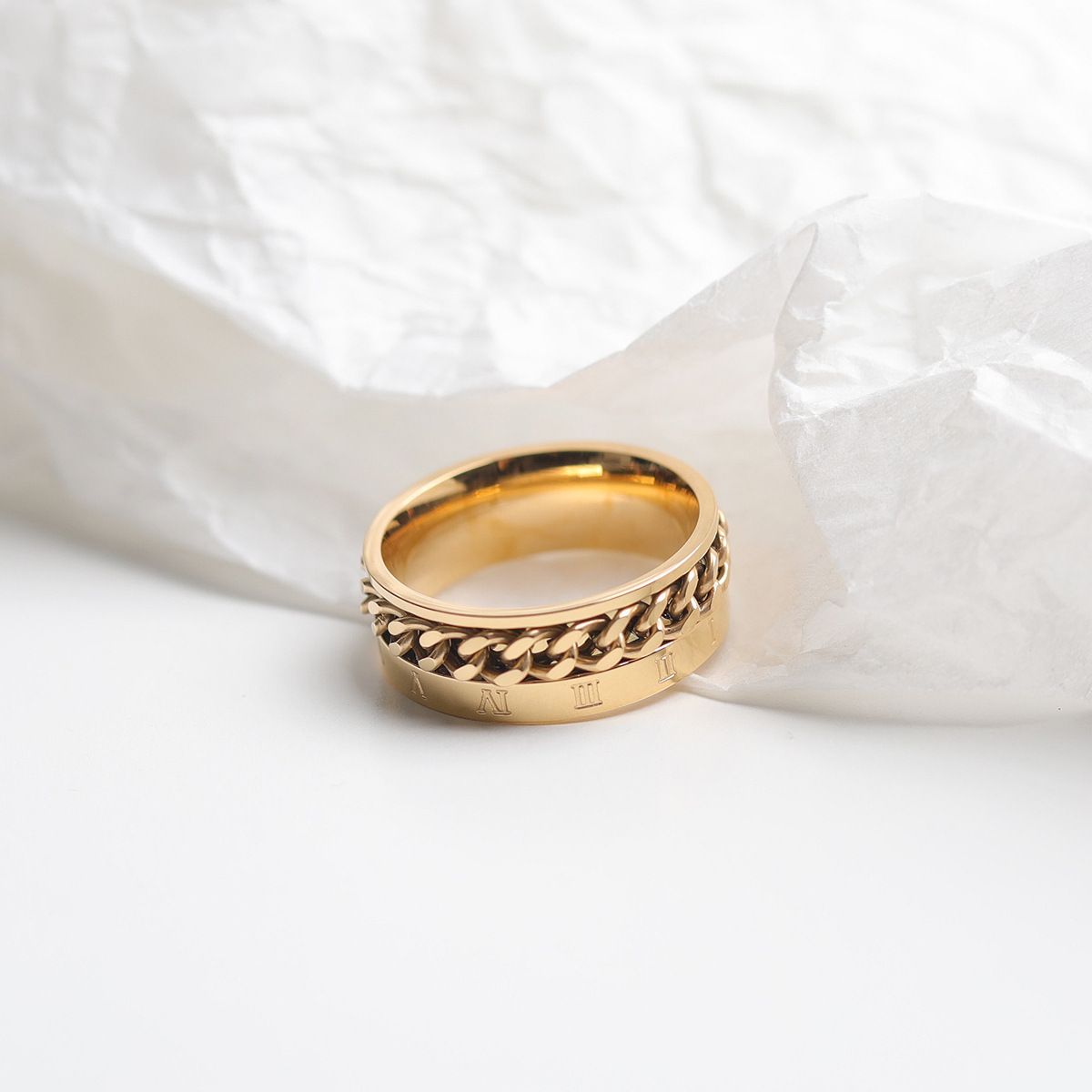 Rotating Roman Numerals, Cuban Chain, Titanium Steel Ring, Female Ins, Personalized Jewelry, Hip-hop Couple, Index_ipsvogv.com