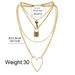 Geometric Heart Pendant Necklace Simple Personality Lock Shaped Multi Layer Clavicle Chain Cross Border Necklace For Women_ipsvogv.com