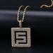Men's Hip-Hop Style Solid Pendant Necklace With Zircon, Geometric Design, Gold & Silver Options Solid Pendant Zircon Trendy Necklace Accessories_ipsvogv.com