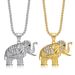 Hip Hop Jewelry Titanium Steel Gold-Plated Diamond-Studded Elephant Pendant Necklace_ipsvogv.com