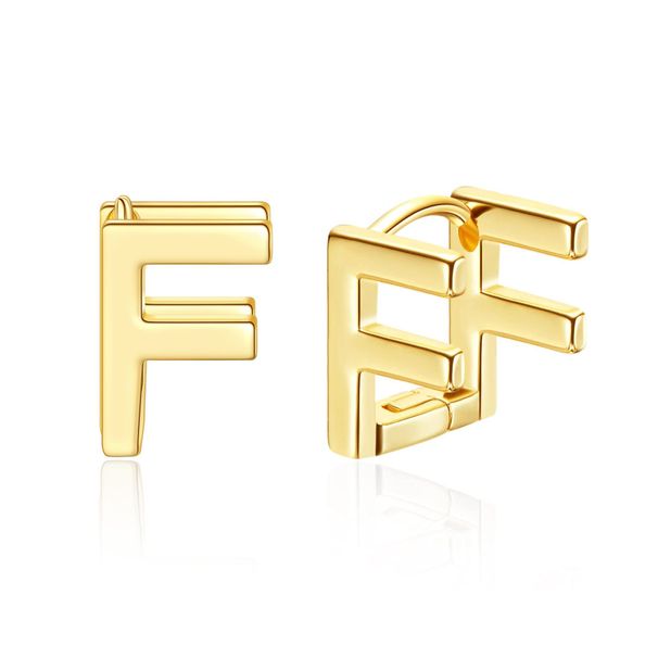 Unisex Hot Sales Real Gold Brass Electroplating Personalized Three Dimensional Hollow English Letter F Earrings For Women_ipsvogv.com
