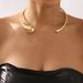 N11947 Design Minimally Fashionable Waterdrop shaped Open Collar French Cold Style Metal Necklace_ipsvogv.com