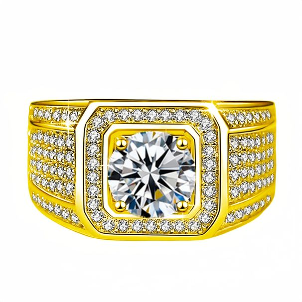 Luxury Mohsang Stone Opening Plated Rose Gold 2 Carat Diamond Wide Edition Group Set With Full Sky Star Men's Ring_ipsvogv.com