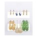 Retro Gold Geometric Metal Female Earrings Set Fashion Pearl Leopard Print Acrylic C Shaped Earrings Combination_ipsvogv.com