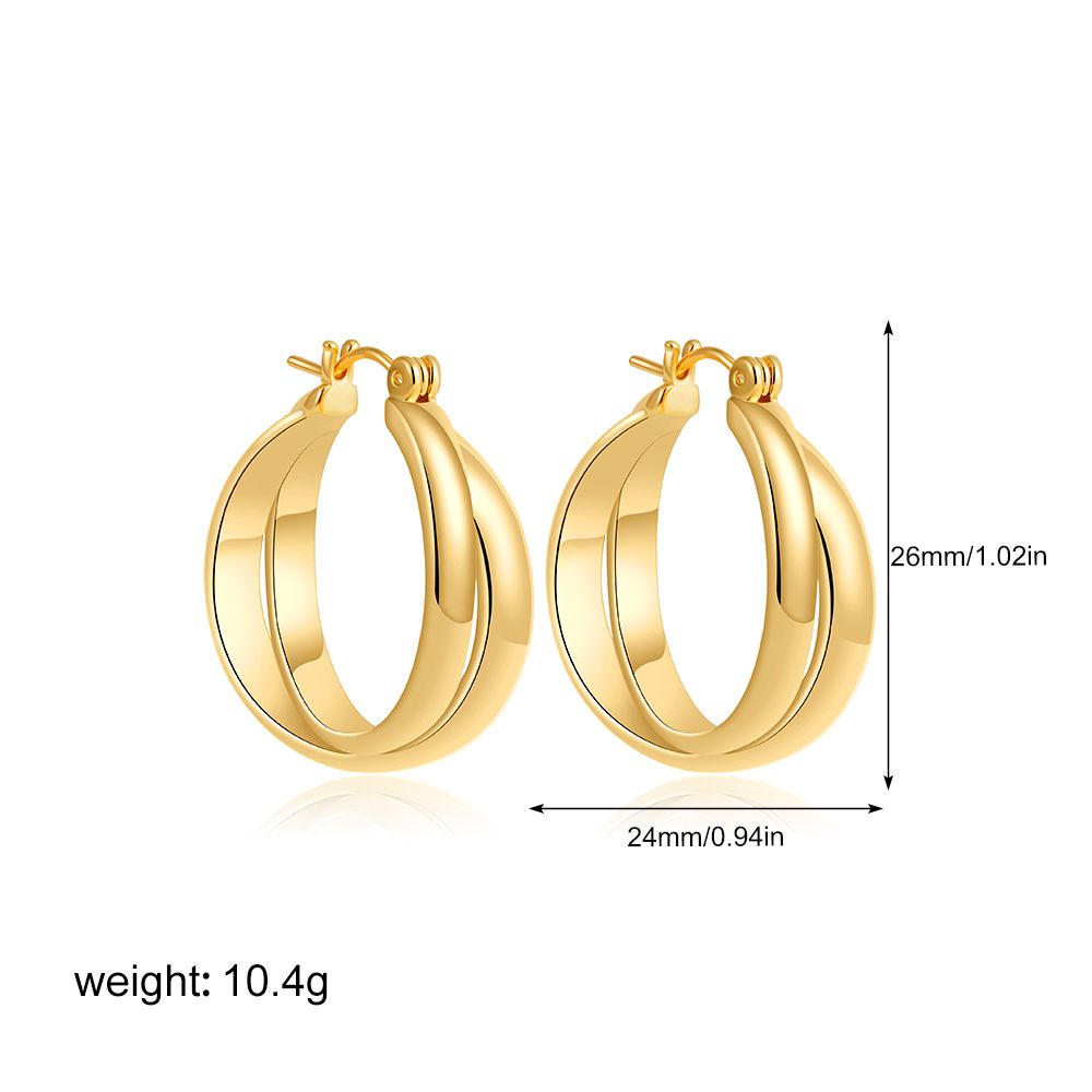 Women's Jewelry K Gold And Silver Two Color Circle Cross Earrings And Rings Simple And Luxurious Style Color Matching Jewelry_ipsvogv.com
