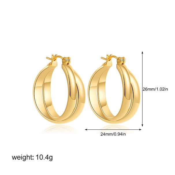 Women's Jewelry K Gold And Silver Two Color Circle Cross Earrings And Rings Simple And Luxurious Style Color Matching Jewelry_ipsvogv.com