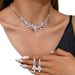 Women’s Jewelry Set Fashion Bridal Jewelry Set Rhinestone Crystal Flower Necklace Earrings Full Diamond Evening Dress Accessories_ipsvogv.com