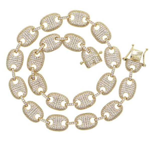 Hip Hop New Necklace Full Of Diamonds And Three Color Coffee Bean Charm Pendant Jewelry_ipsvogv.com