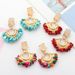 Fashion charm metal earrings exquisite fan shaped natural stone resin feminine temperament versatile earrings_ipsvogv.com