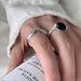 Black Zircon Women's Geometric Wave Lines Irregular, Niche, Light Luxury, Open Mouth Personalized Index Finger Ring,_ipsvogv.com