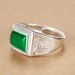 Minimalist Extraordinary Dominant Chalcedony Noble Elegant Inlaid Agate Green Jade Jadeite Men's Ring_ipsvogv.com
