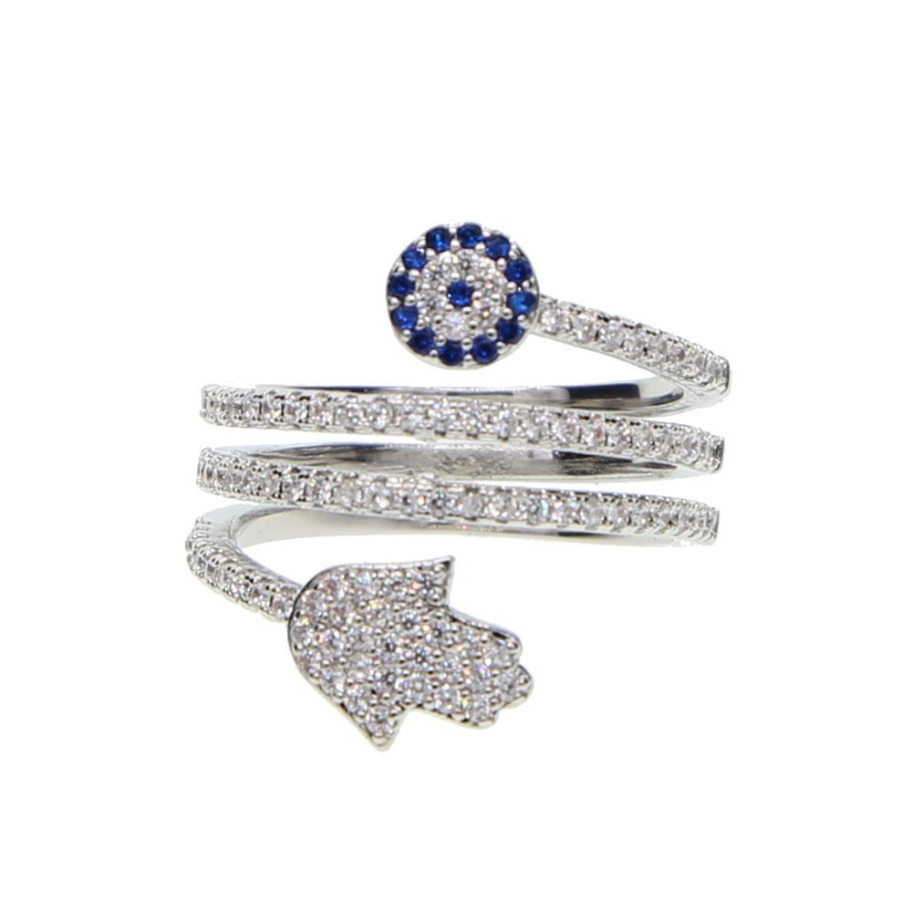 Fashion Trend New Palm Eye Zircon Ring Hip Hop Micro Inlaid Zircon Women's Ring_ipsvogv.com