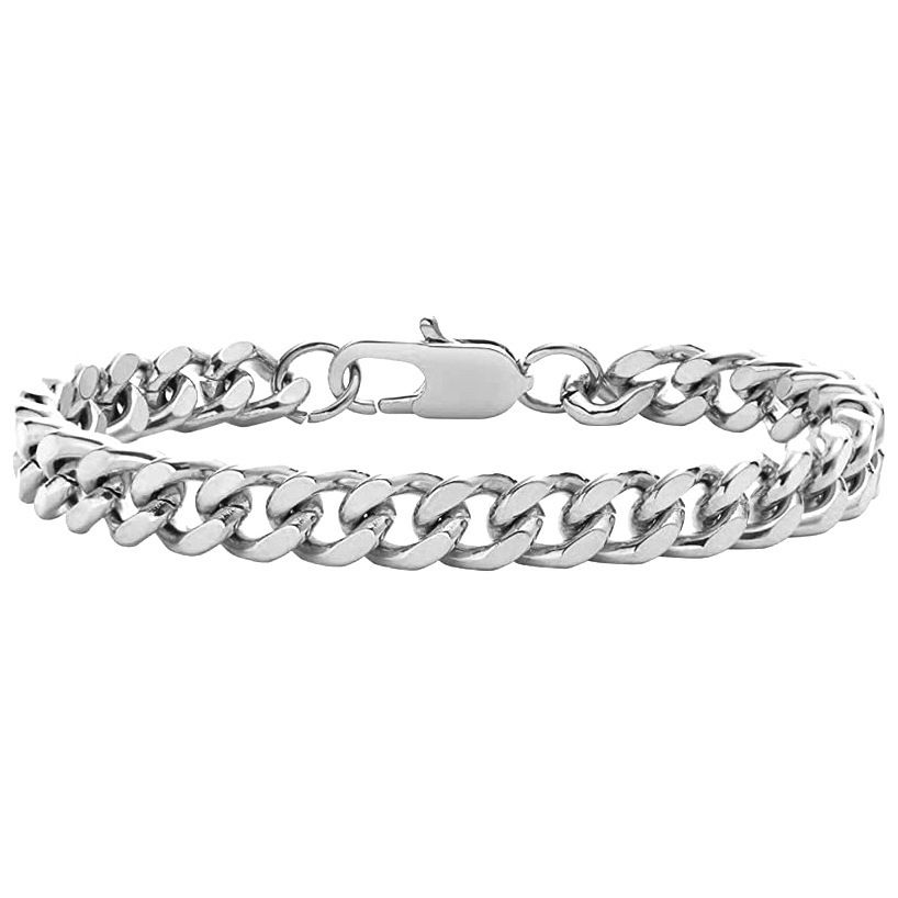 Figaro Stainless Four-Sided Polished Wide Thickened Hip-Hop Dominant Titanium Steel Bracelet Cuban Chain Punk_ipsvogv.com