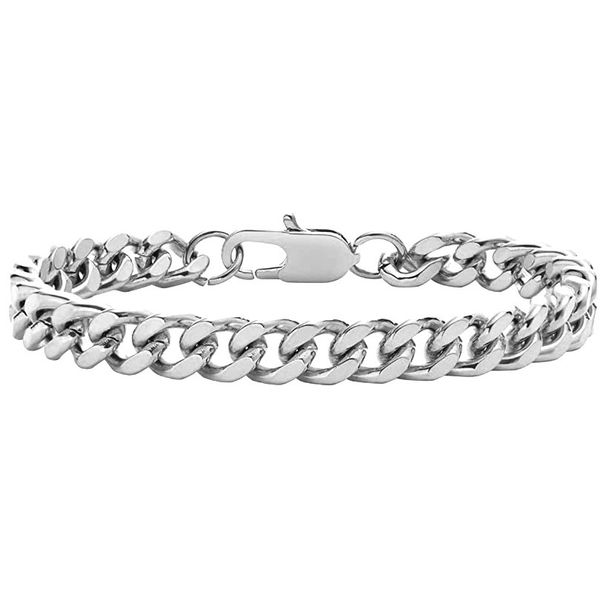 Figaro Stainless Four-Sided Polished Wide Thickened Hip-Hop Dominant Titanium Steel Bracelet Cuban Chain Punk_ipsvogv.com