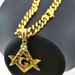 Rhinestone Pendant Necklace 11mm Width Yellow Mens Women Freemasonry Masonic Mason Stainless Steel_ipsvogv.com