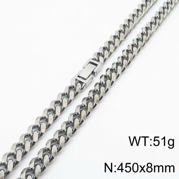 Simple Style Solid Color Titanium Steel Chain Men's Necklace_ipsvogv.com