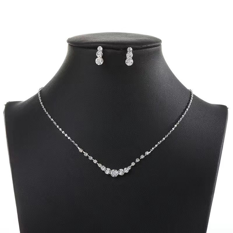 Elegant Necklace And Earring Set, Light Luxury High-End Clavicle Chain, Simple Fresh Wedding Jewelry For Women_ipsvogv.com