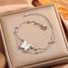 Double Layer Stainless Bracelet, Simple Girls' Frosted Butterfly Necklace, Spherical Titanium Steel Versatile_ipsvogv.com