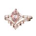 Flower Shaped Princess Pear Shaped Rose Gold Pair Ring_ipsvogv.com