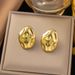 INS Internet Famous Gold-plated Stainless Steel Irregular Hammer Pattern Ea, Women's Fashionable And Non Fading_ipsvogv.com