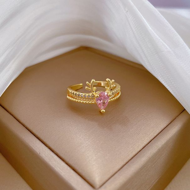 【 Real Gold 】 A Deer You Full Diamond with Adjustable Opening, Simple Handmade Ring, Couple Pair Ring_ipsvogv.com