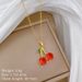 Steel 【 Titanium 】 Red Cherry Fruit Light Luxury Temperament Gorgeous Full Diamond Necklace Women's Versatile Collarbone 【 】_ipsvogv.com