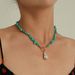 Large Special-shaped Pearl OT Buckle Necklace For Women, Simple Temperament And Fashionable Green Turquoise Necklace._ipsvogv.com
