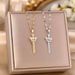 Korean Version Of Ins Simple Zircon Crown Key Pendant Titanium Steel Necklace For Women's High-end Feel Without Fading_ipsvogv.com