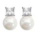Cao Shi Large Diameter Pearl Fashionable and Minimalist Style Square Diamond Earrings_ipsvogv.com