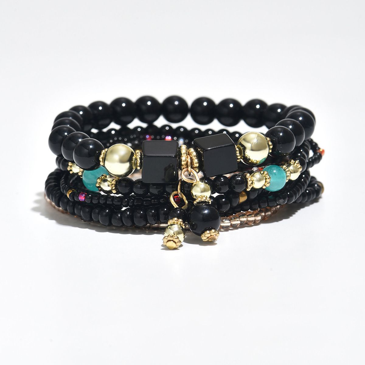 Bohemian style women's multi-layer bead bracelet, niche color weaving design, high-end feel, handmade accessory_ipsvogv.com