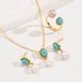 Minimalist artistic style necklace, set, niche inlaid pearl earrings, versatile ring jewelry_ipsvogv.com