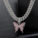 Hip hop necklace street rap butterfly pendant Cuban necklace personality trend couple necklace_ipsvogv.com