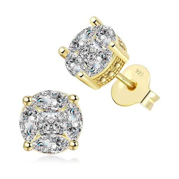 Cao Shi Hip Hop Unisex Earrings with Copper Micro Inlaid Zircon Mini Earrings for Women's New Style_ipsvogv.com