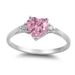 Peach Heart Ring Women's Love Shaped Zircon Diamond Set Copper Plated Silver Fashion Jewelry_ipsvogv.com